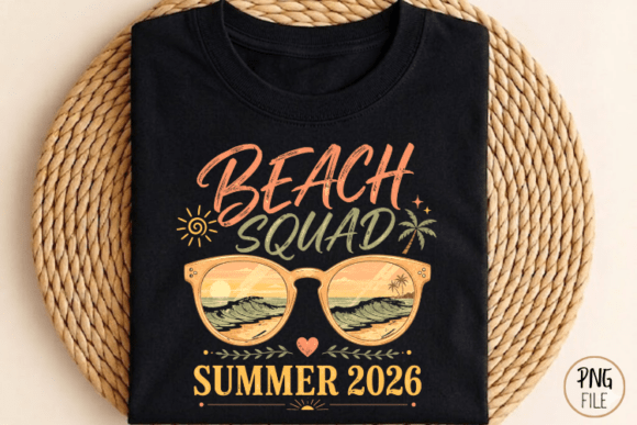 Beach Squad, Summer 2026 Sunset PNG: A Digital Design for Sun-Kissed Adventures