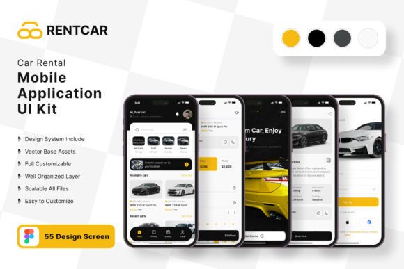 Car Rental Application Mobile UI KIT for Streamlined App Development
