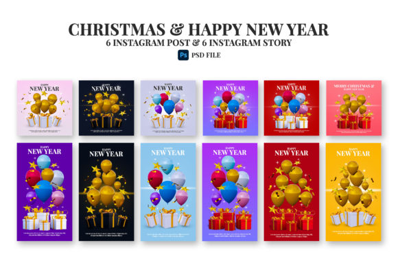 Christmas and Happy New Year Post Templates