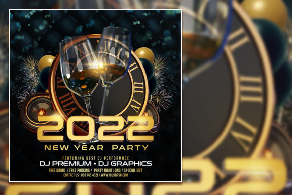 Dark New Year Party Social Media Post